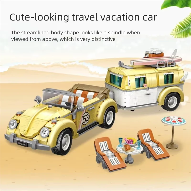 MOC Creative RV Series Beetle Wagon Technical Car Building Blocks City Mini Camper Vehicle Bricks Kits Assembly Toys Gifts