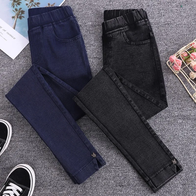 

Spring 2026 plus Size Women's Slim Fit High Waist Stretchy Denim Pants Korean Style Long Trousers for Plump Sister MM