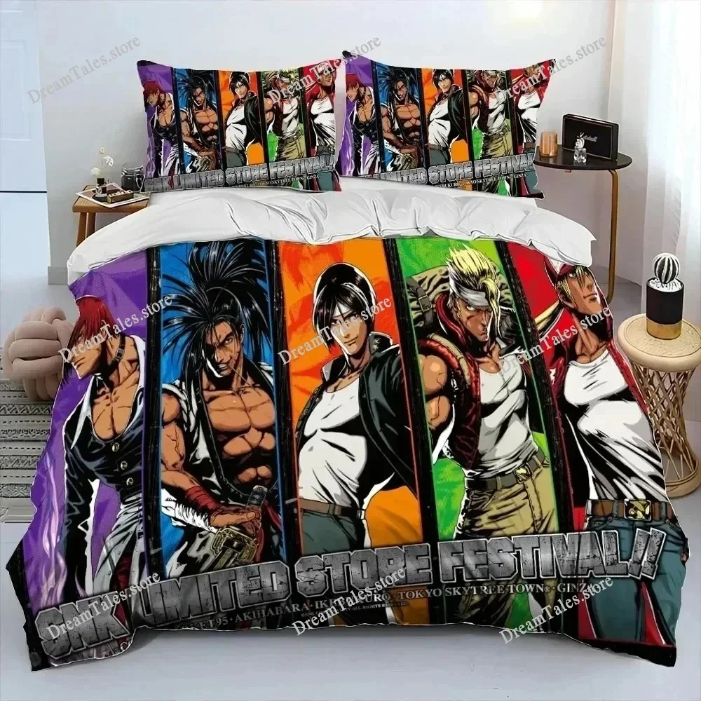 Exquisite 3D Game King Of Fighters Retro Wallpaper Print Bedding Set Duvet Cover Comforter Bed Youth Kids Girls Boys Gift