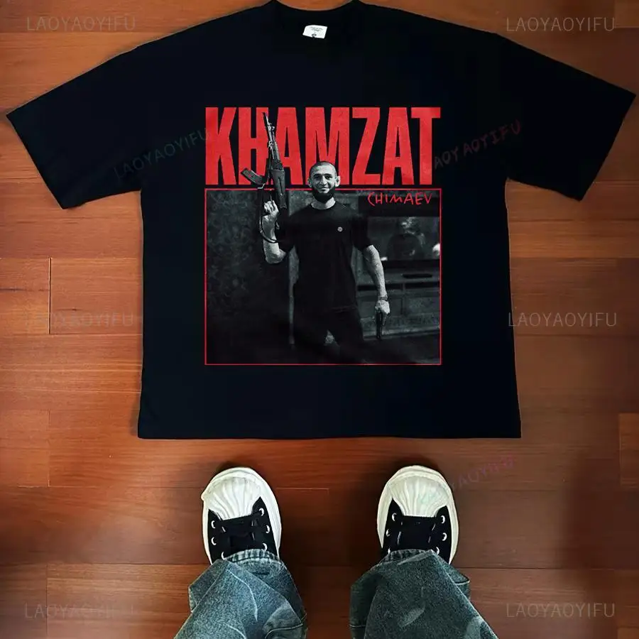 Khamzat Chimaev Undefeated Fighter Graphic Tee Unisex Oversized T-Shirt Short Sleeve Casual Streetwear Men Women