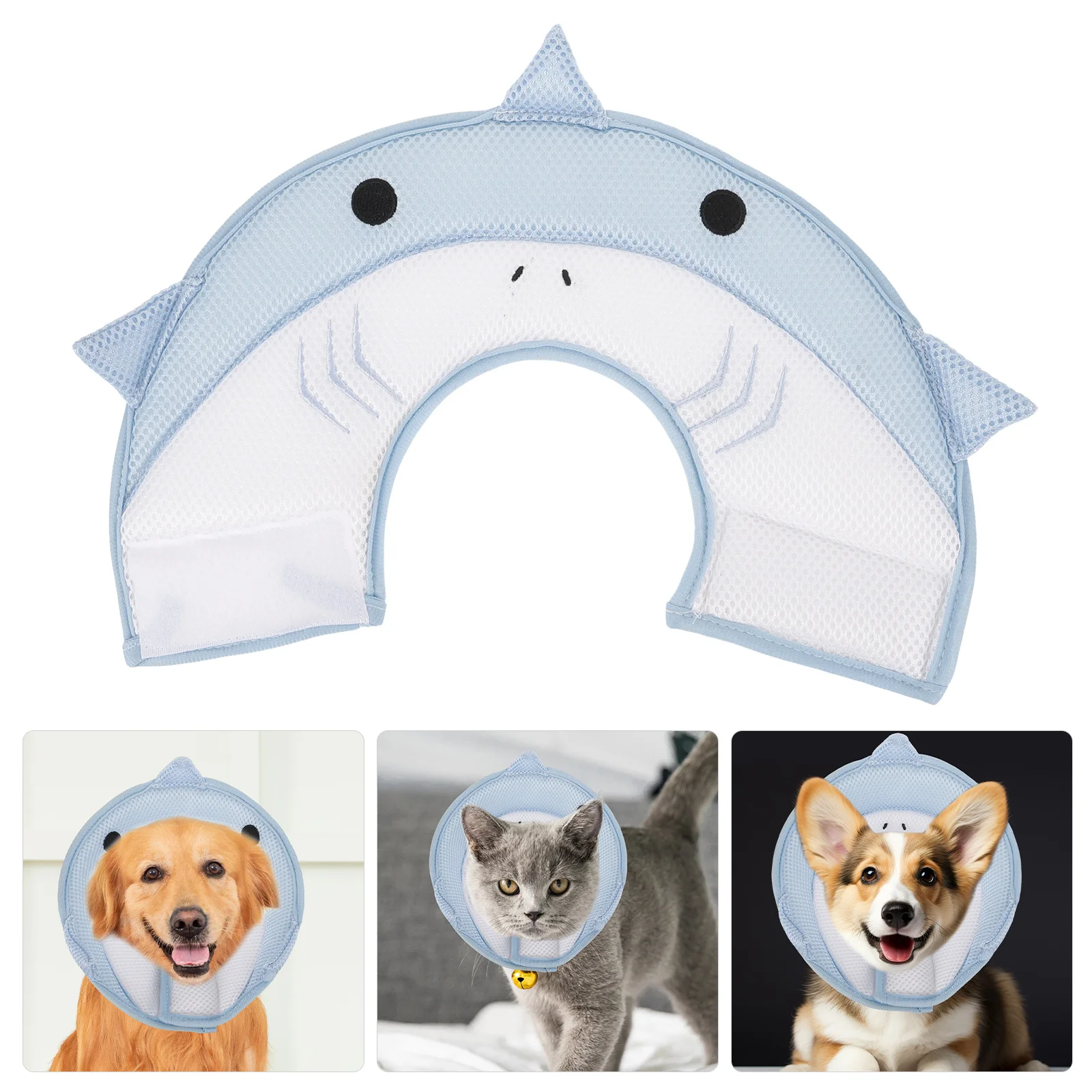 

Whale Shaped Cat Recovery Collar Breathable Soft Neck Cone Collar for Licking Prevention After Surgery Protective Cone
