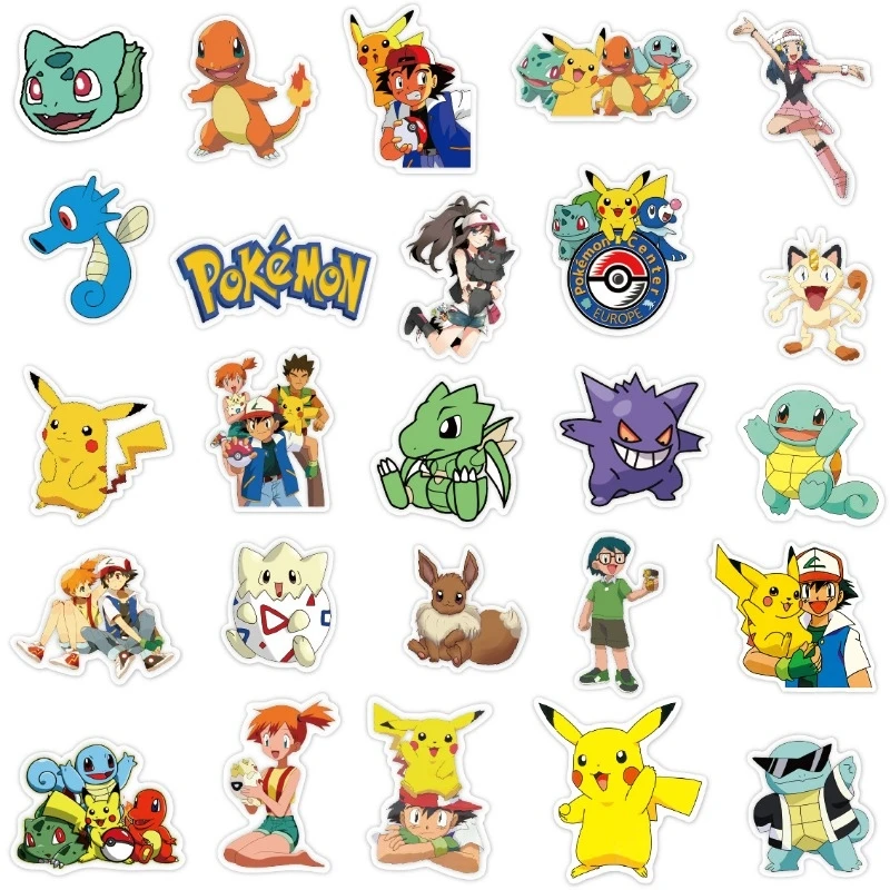 50 stücke Pokémon Anime Aufkleber Koffer Wasser Tasse Briefpapier Handy Auto Roller Laptop Kühlschrank dekorative Aufkleber