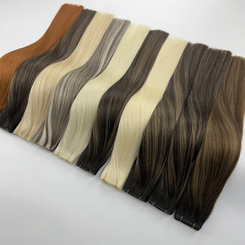 Best Genius Weft Hair Extensions Silky Straight Virgin Human Hair Weft Extensions Sew in Hair Extensions Hair Bundles 100G
