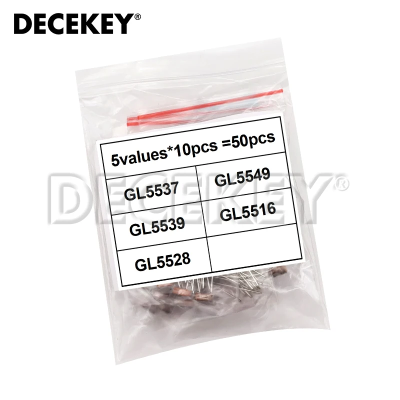 50pcs 5 values * 10pcs LDR Photo Light Sensitive Resistor Photoelectric Photoresistor Kit for 5516 5528 5537 5539 5549 GL5528