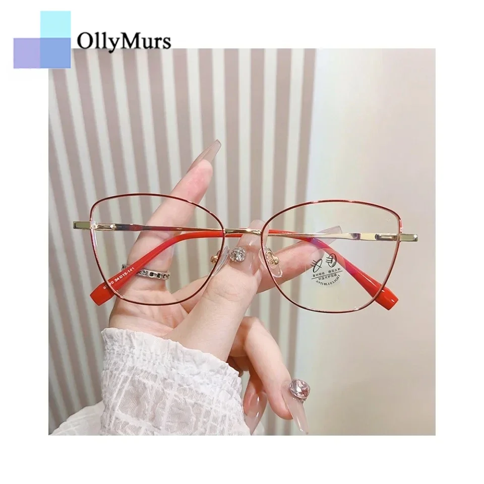 

OLLYMURS New Cat eye Frame Fashionable Flat Light Blue Light Blocking Eyewear Comfortable Women's Prescription Glasses 80010