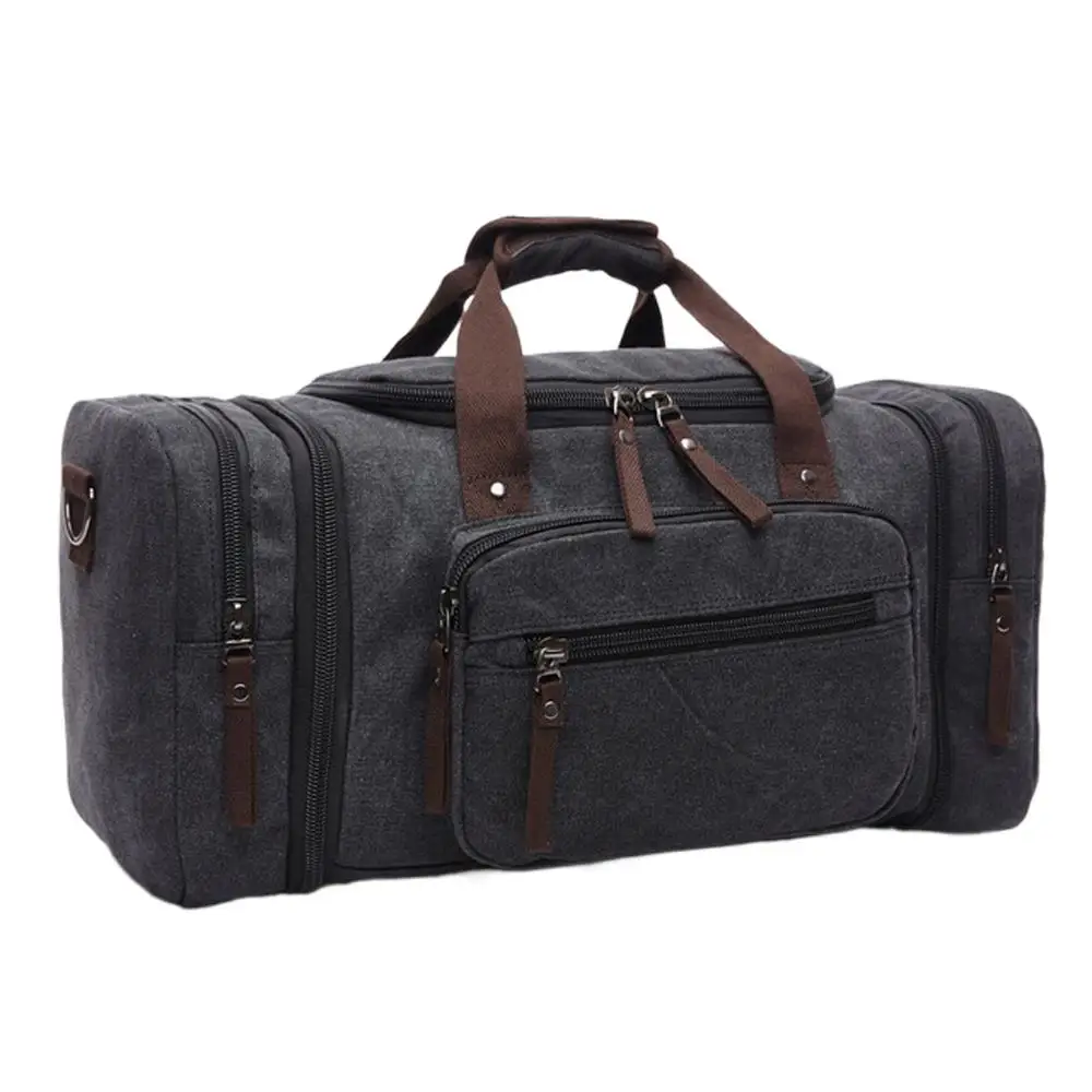 Canvas Travel Bag Large Capacity Business Carry On Luggage Tote Men Weekender Outdoor Trip Duffle Casual Folding Water-repellent