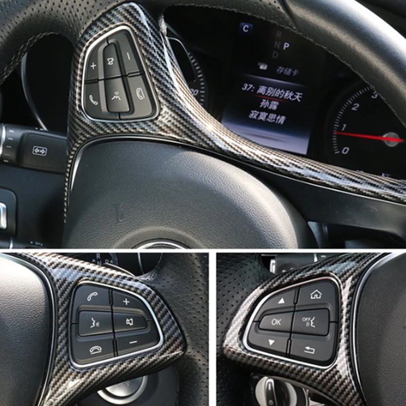 For Mercedes Benz C E Class GLC CLA GLA W205 W213 X253X156 Car Steering Wheel Decoration Frame Cover Trim Stickers Accessories