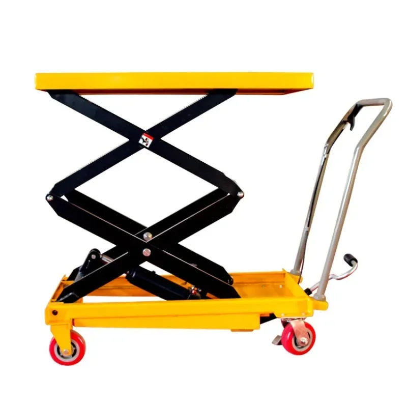 Manual hydraulic lifting platform trolley Manual logistics handling platform trolley Mobile scissor folding trolley