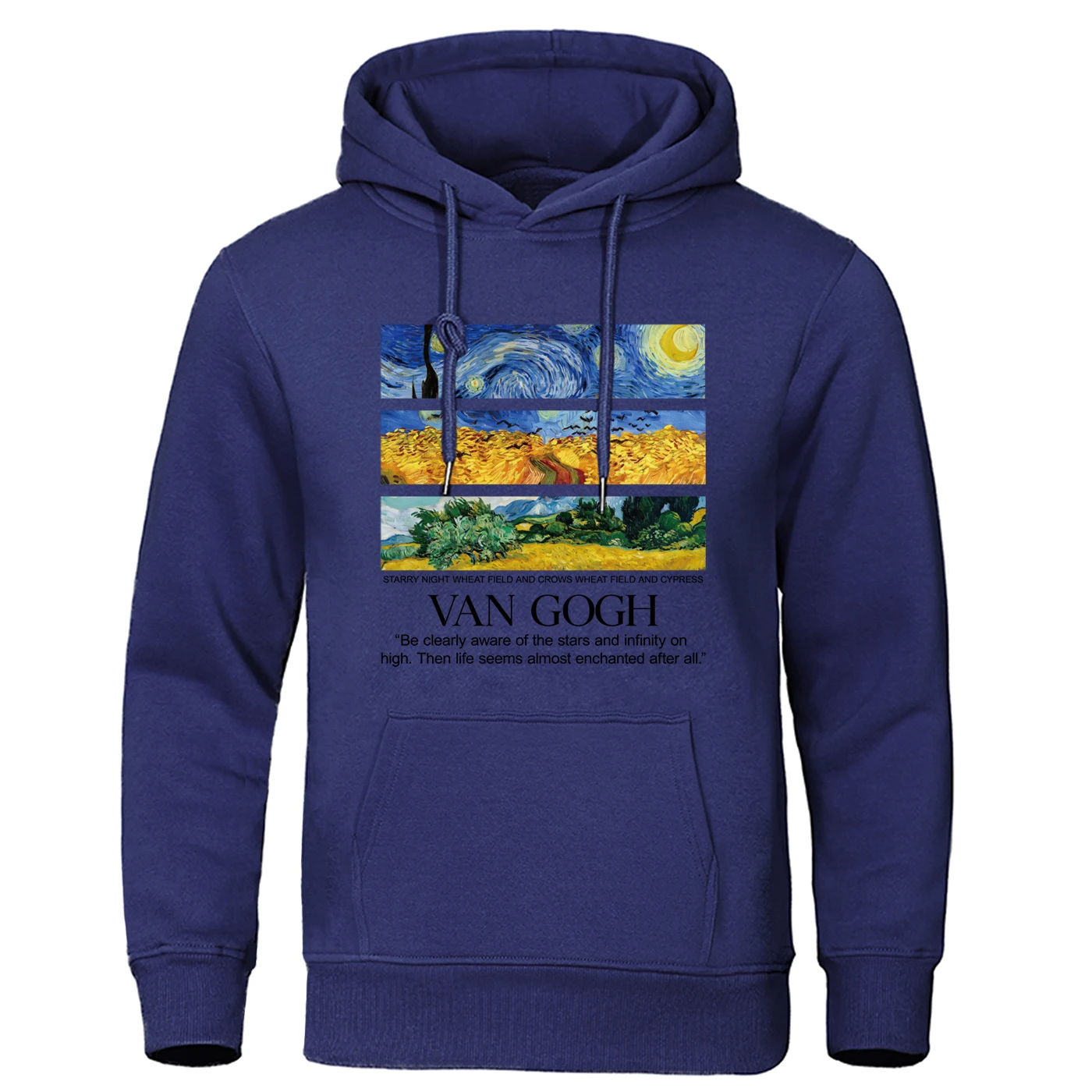 Landscape Painting Hoodie Men Warm Spring Autumn Man Hoodies Casual Hoody Fleece Fur-liner Pullover Clothing