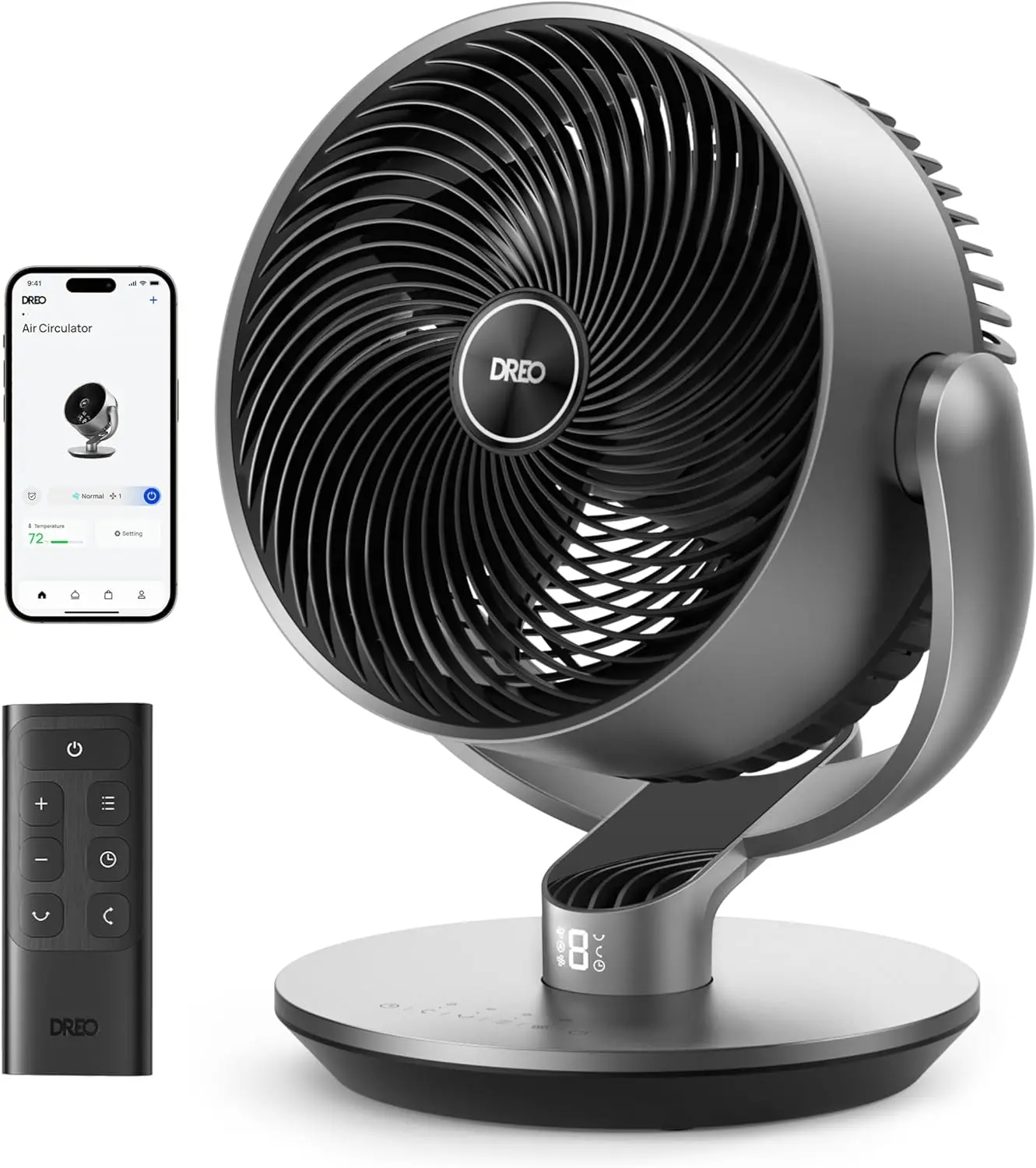 

16 Inch Quiet Smart Fan for Bedroom, DC Fan with Remote, 120°+120° Oscillation, 6 Modes, 9 Speeds, 12H Timer, Works with Alexa/Google, Silver