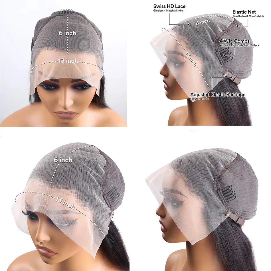 Perruque Lace Front Wig 100% brésilienne naturelle, cheveux longs et lisses, Orange gingembre, Transparent Hd, 13x6, pour femmes