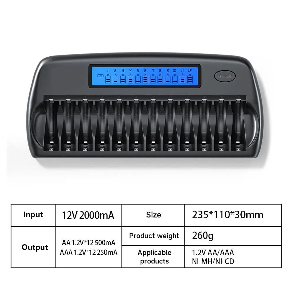 بالو 12/14/16 فتحات 1.2 فولت ni-mh Ni-CD AA AAA شاحن بطارية قابلة للشحن شاشة الكريستال السائل شاحن ذكي سريع لبطارية 9 فولت 3.7 فولت