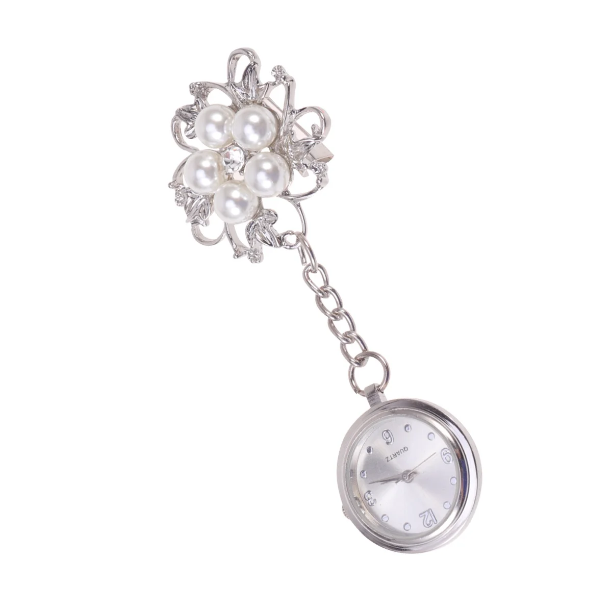 

Quartz Brooch Nurse Watch Flower Pattern Durable Bright Color Clear Number Accurate Timekeeping for Doctor Brooch Watch
