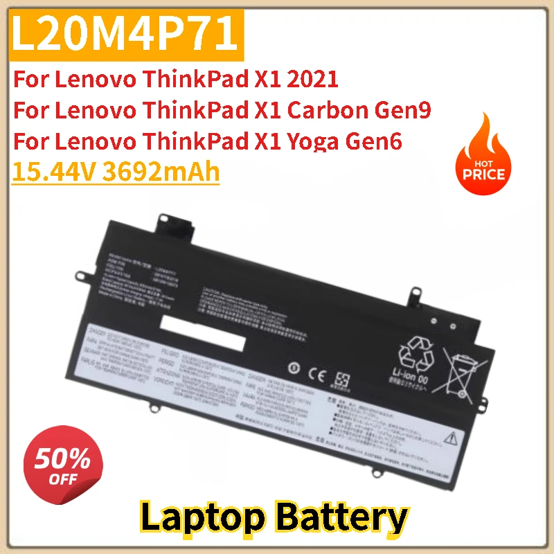 High Quality Laptop Battery L20M4P71 15.44V 3692mAh for Lenovo ThinkPad X1 Yoga 6th 7th Gen 2021 Carbon 9th 10th Gen X1 Series