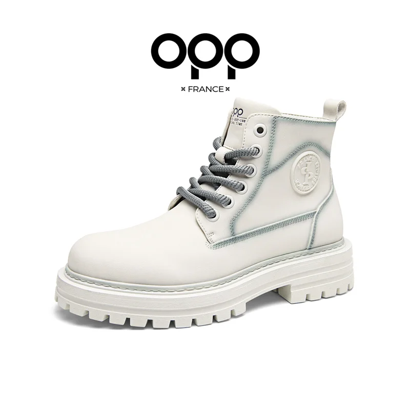 OPP Men High Top Cow Shoes Leather Men's marti boots winter Ankle Boots For Men Hook&loop Shoes Motorcycle Boots Tactic - view 6