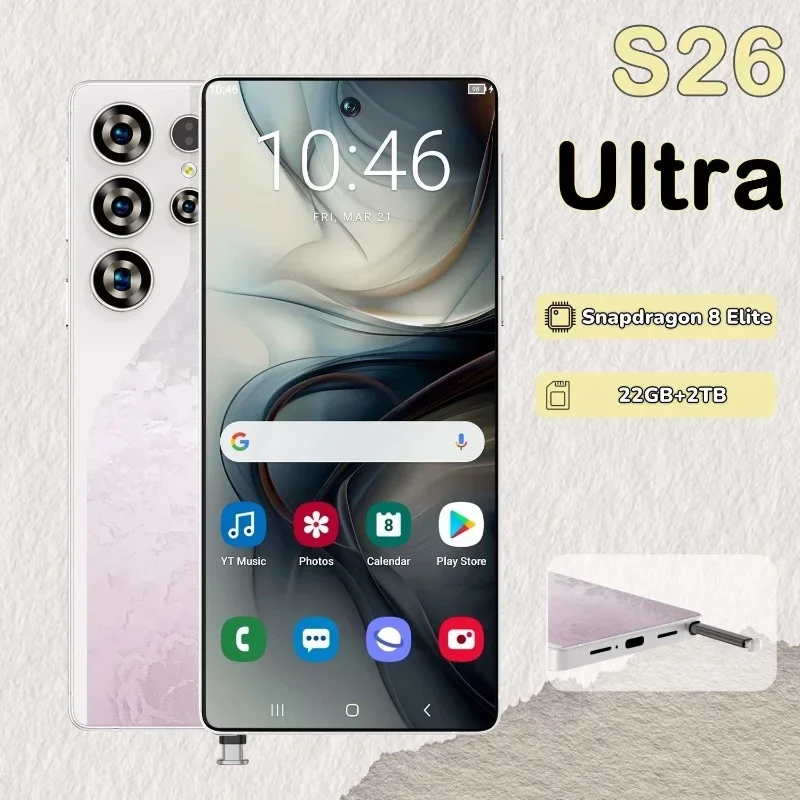

HOT 2025 new S26 Ultra Global Version original intelligent 5G dual card dual standby Android 15 system 8000mAh battery 22GB 2TB
