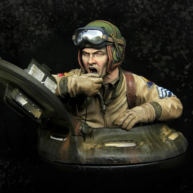 1/9 U.S. Sherman Commander, Normandy 1944, Resin Model Bust GK, soldiers, Unassembled and unpainted kit