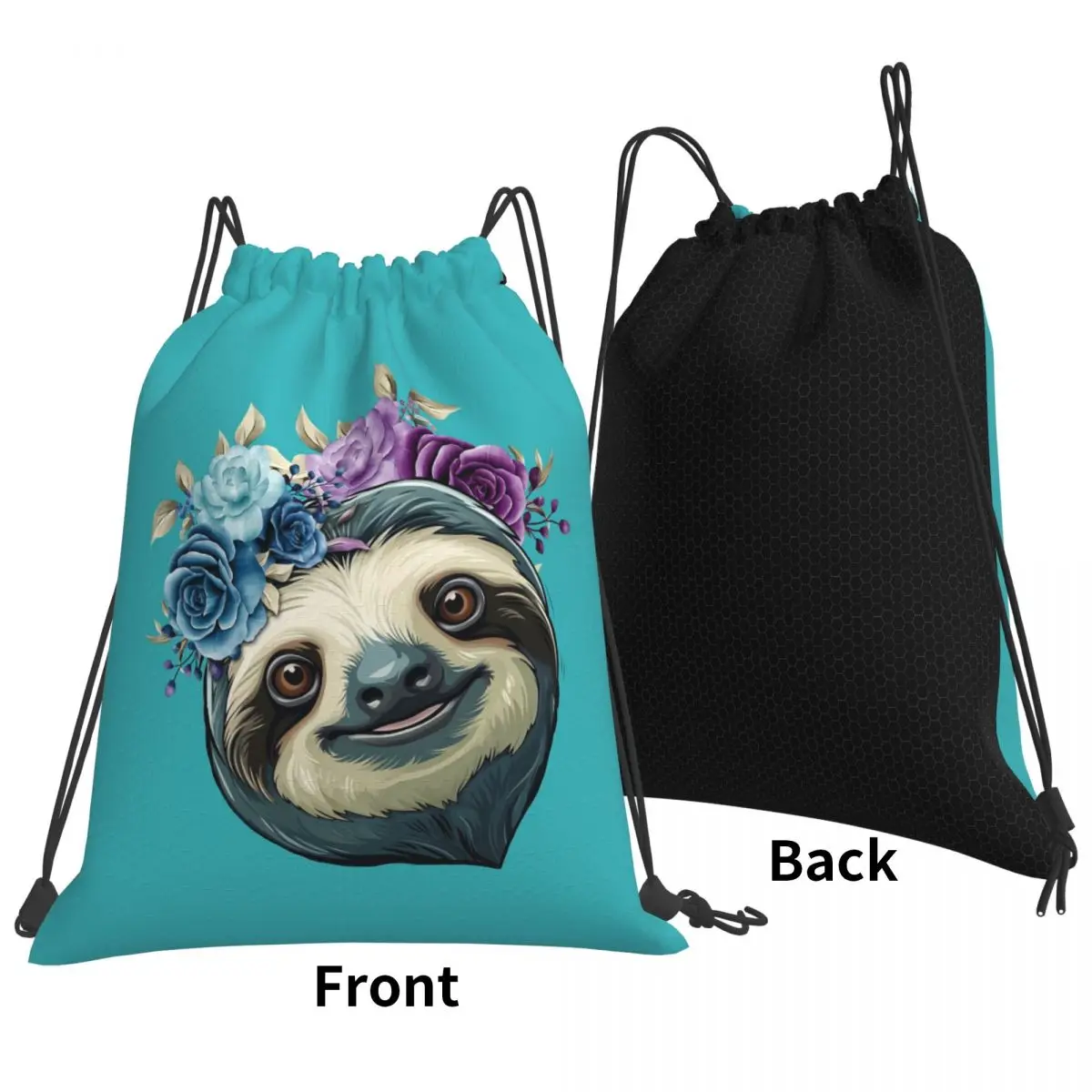 Sloth Flowers Seamless Pattern Backpacks Multi-function Drawstring Bags Sports Bag Book Bags for Travel Students