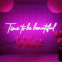 Time To Be Beautiful Neon Sign USB Dimmable LED Neon Light Sign Wall Art Decoration for Gameroom Bedroom Bar Party Gifts