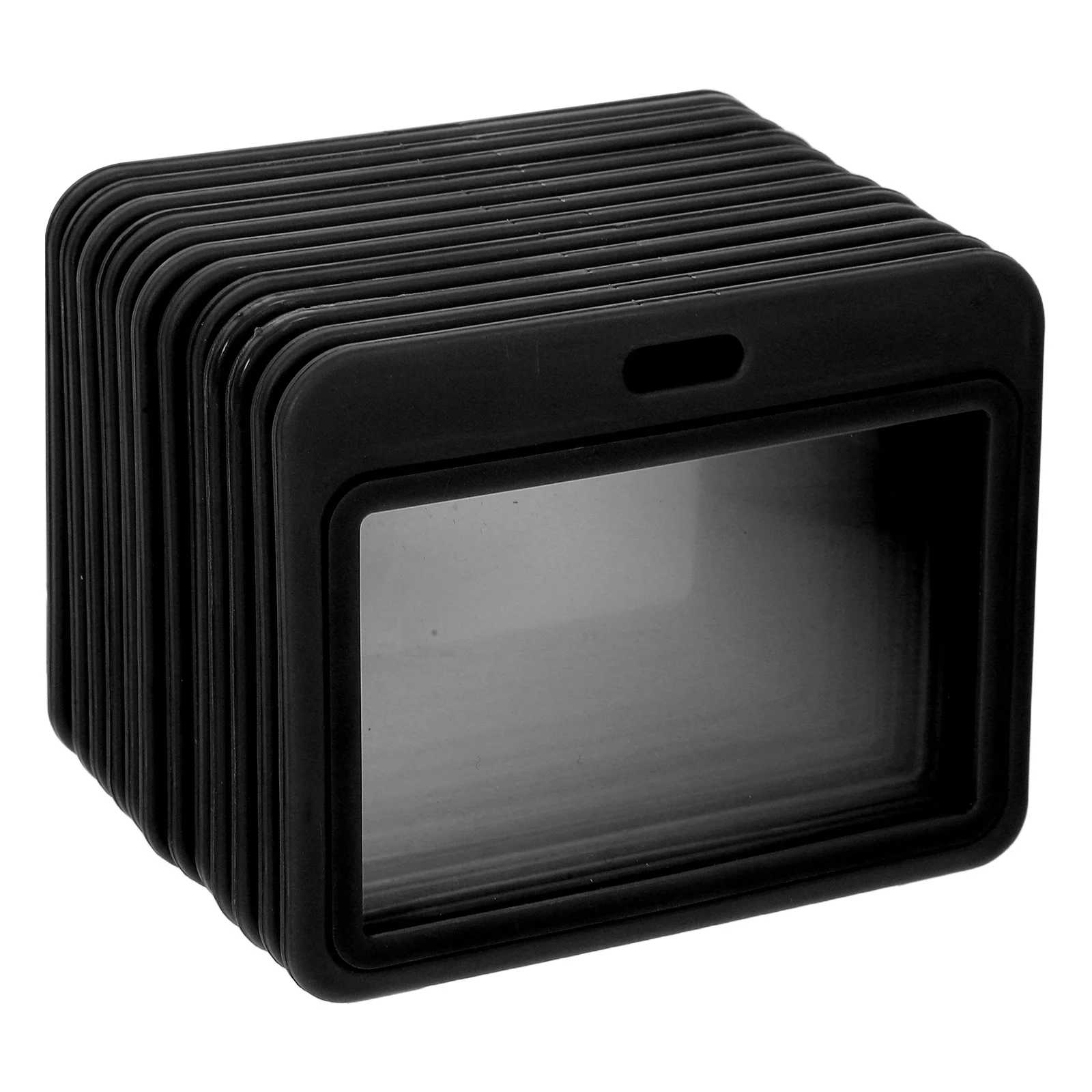 

12Pcs Transparent Double Sided Horizontal Id Card Holder Flipfold Plastic Badge Sleeve Clear Work Office School Badge