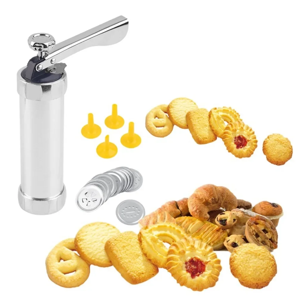 Stainless Steel Multi Pattern Cookie Press Biscuit Maker - Kitchen Bakeware Decorator