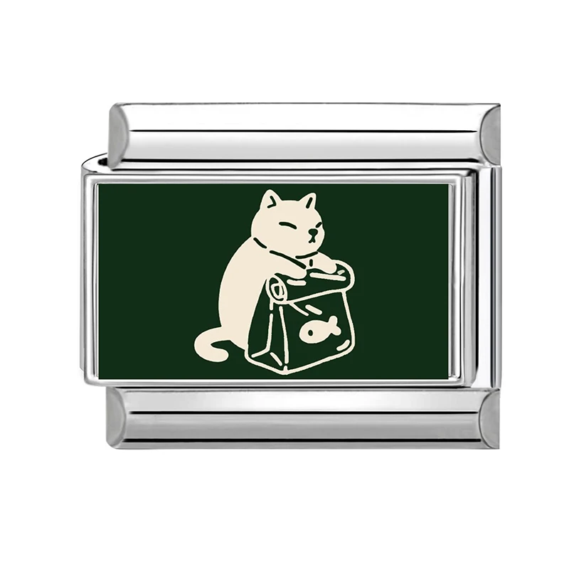 Großhandel Lustige Hunde- und Katzen-Tierfiguren Italienische Charm-Links Passend für 9mm Edelstahl Süße Mode Damen Armband Schmuck DIY Herstellung Geschenke – Detail 5