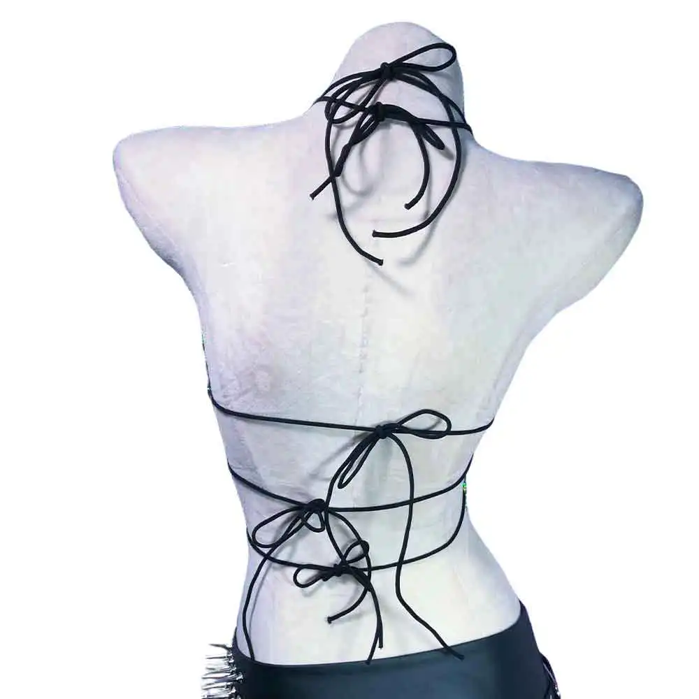 Spiked Bra Grunge Cyber ALT Festival Outfit 90s Emo Clothing Gothic Tank Goth T-shirt Punk Rock Clothes with Spikes Y2K Tops