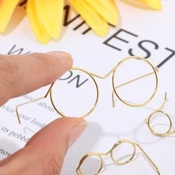 10Pcs Lensless Round Frame Doll Glasses Fashion Retro Gold Alloy Glasses Cute Baby Toy Doll Accessories Approx. 3.3/4.1/6cm