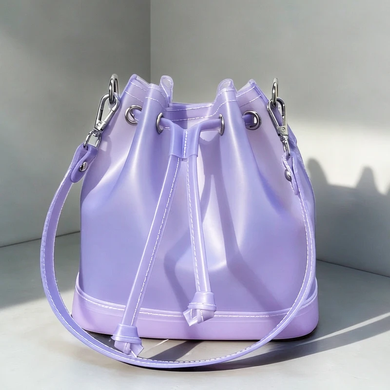 Fashion Beach Translucent Jelly Bucket Bags For Women Luxury Designer Handbag Purses 2026 New In PVC Two Wtrap Underarm Shoulder