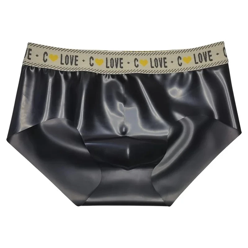 Men Sexy Latex Briefs Seamless Invisible Panties Nightwear Sexy Translucent Rubber Underwear Scrotum Bulge Low Waist Lingerie