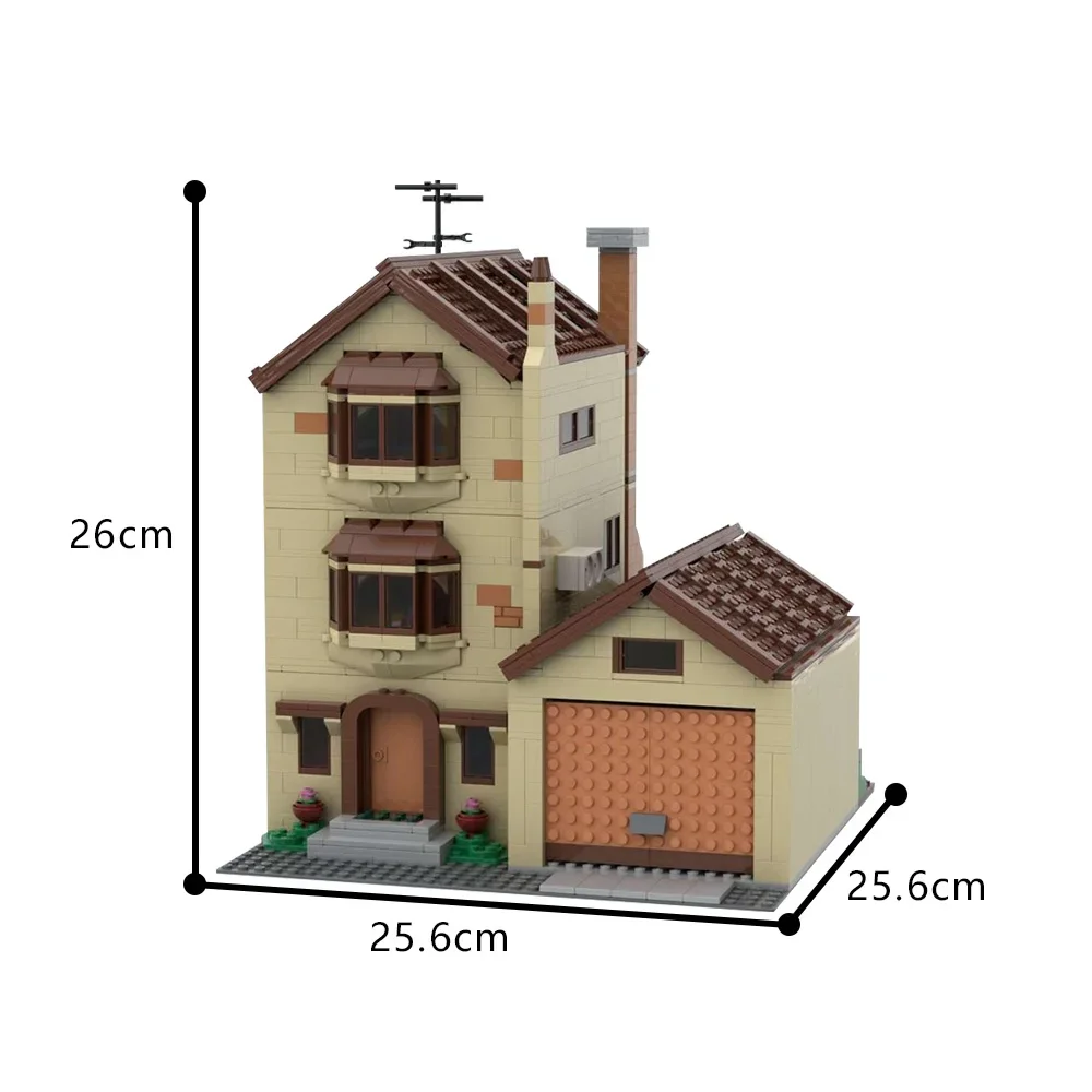 

MOC Modular Springfield House Bricks Model Famous Anime Architecture House 742 Evergreen Terrace Building Blocks