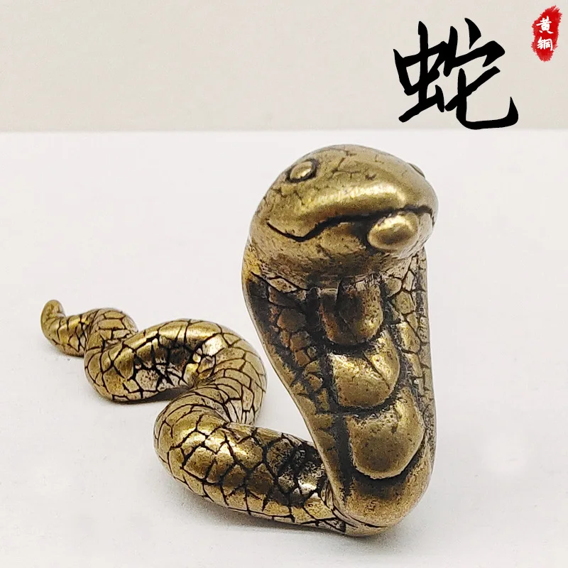 Brass Twelve Zodiac Snake Small Ornaments Tea Ornaments Antique Tea Ceremony Antique Bronze Ware Bronze Statue Copper Pieces Dec