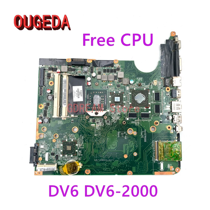 OUGEDA Original motherboard DAUT1AMB6E0 571187-001 for Hp Pavilion DV6 DV6-2000 main board HD 4650 1GB free CPU fully tested