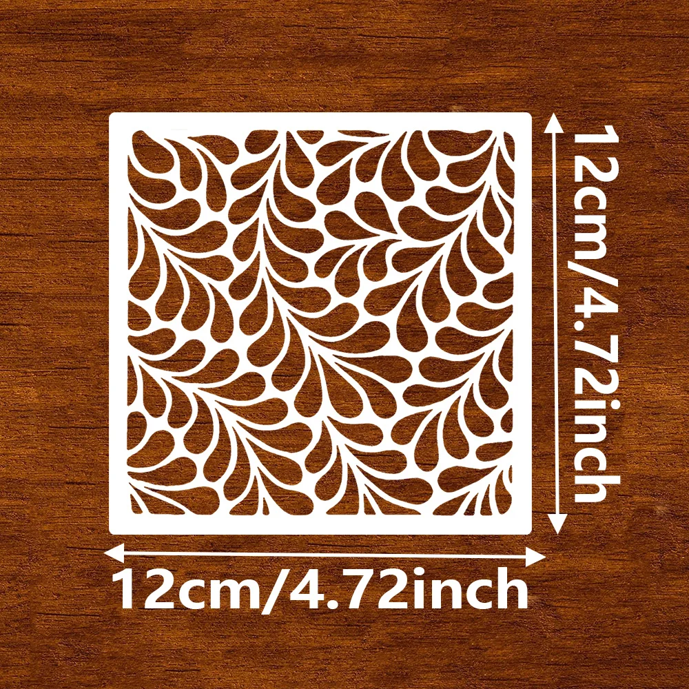 Cake & Cookie Stencils 4Pcs 12x12cm, Vine Curve Tile PET Templates for Bread Fondant Journal DIY Decor