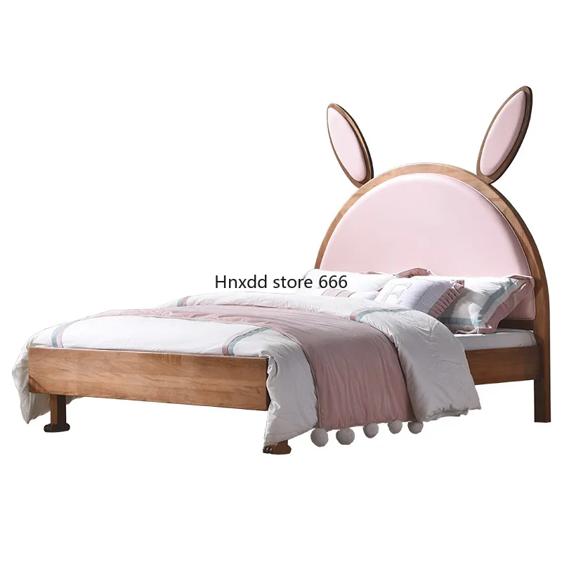 Rabbit girl solid wood children's bedside soft bag