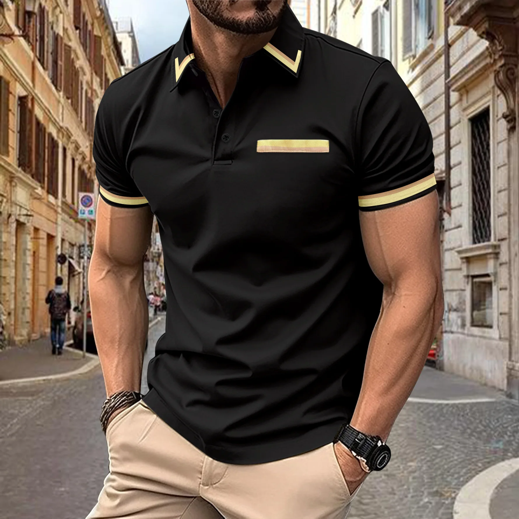 Polo de negocios para hombre, camiseta informal de manga corta de alta calidad, ropa superior de verano