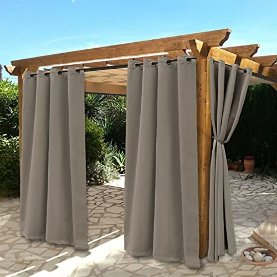 

Waterproof Indoor/Outdoor Curtains for Patio - Thermal Insulated, Sun Blocking Grommet Blackout Curtains for Bedroom, Porch, Li