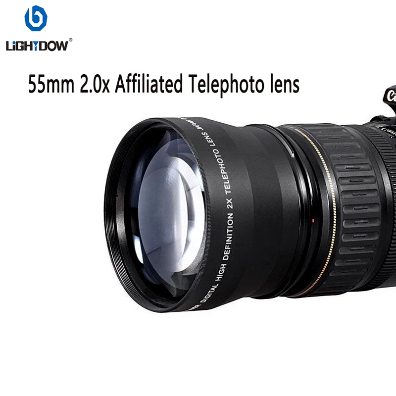 Lightdow Affiliated 55mm 2.0x Telephoto Lens for Sony Alpha A77 A280 A590 A200 A230 A380 A390 A580  A290 18-55mm Telephoto Lens