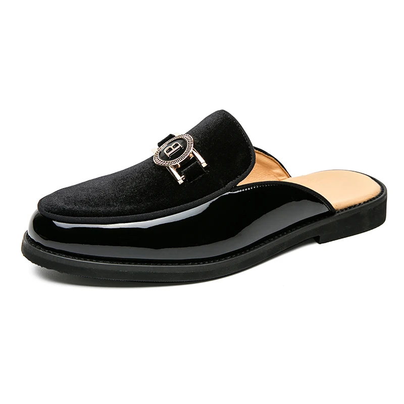 Leather Casual Shoes For Men Luxury Black Mules Fashion Flats Summer Breathable Outdoor Slippers Male Slip On Loafers Designer