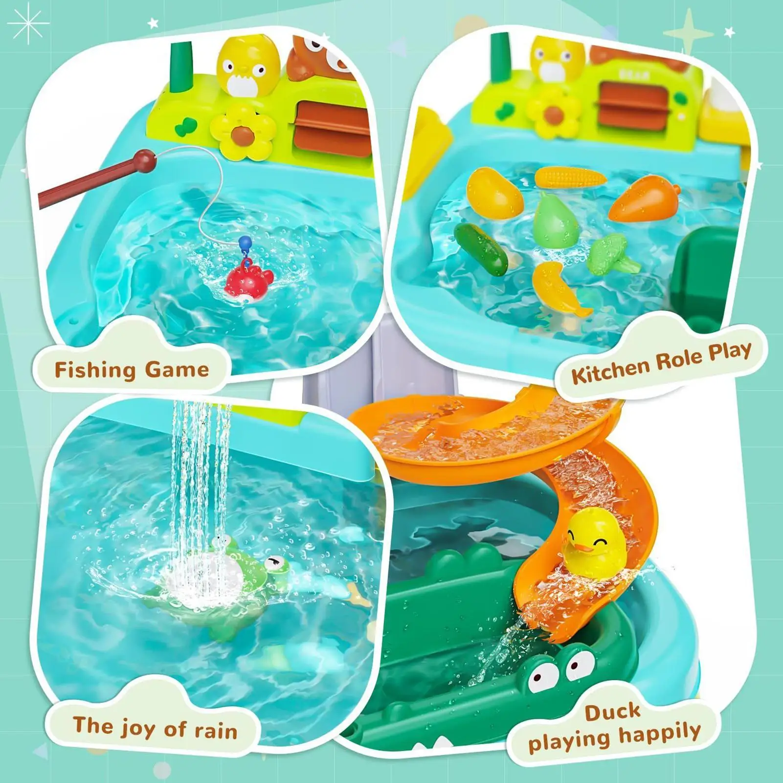 Water Table For Kids Outside Kids Water Tables With Electric Pump Educational Pretend Play Fishing Game Sensory Toy For Ages 3-8