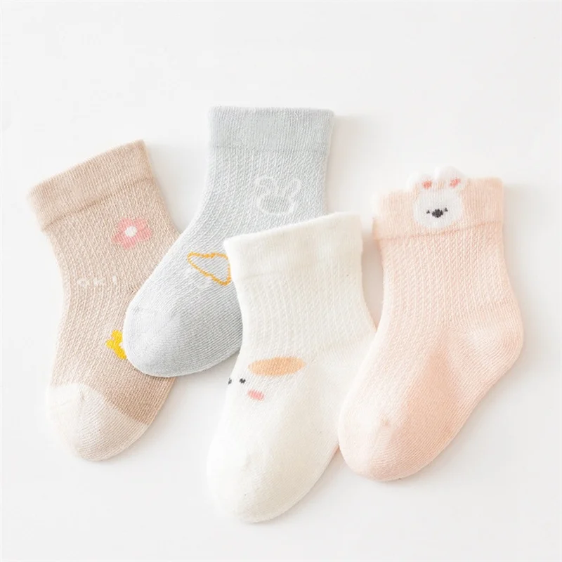 

4Pairs/lot Summer Newborn Socks For Girls Boys Mesh Thin Infant Baby Boy Girl Sock Soft Breathable Cute Children's Socks 0-5T