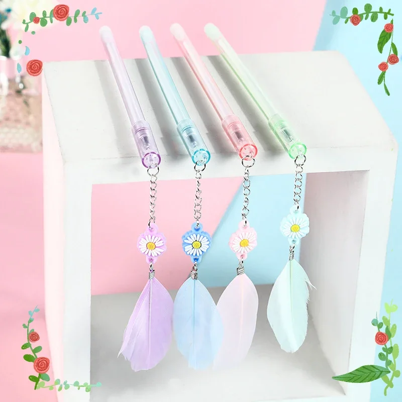 

Wholesale Creative Soft Daisy Feather Pendant Erasable Gel Pens Ins High Value Pendant Signature Pen Girl Gift