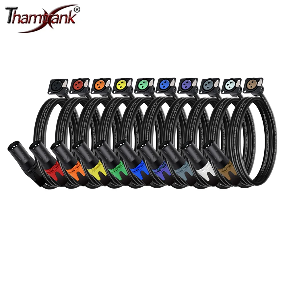 XLR Feed/Pass Thru Converter,3Pin XLR Male/Female to D Type XLR Female/Male Panel Socket Audio Extension Cable Adaptor 10 Colors