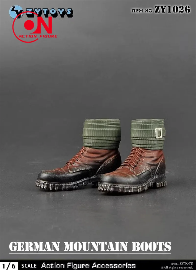 ZY1026 Escala 1/6 Soldado Masculino Segunda Guerra Alemão Botas de Combate de Montanha Modelo Para Boneca de Figuras de Ação de 12 ''
