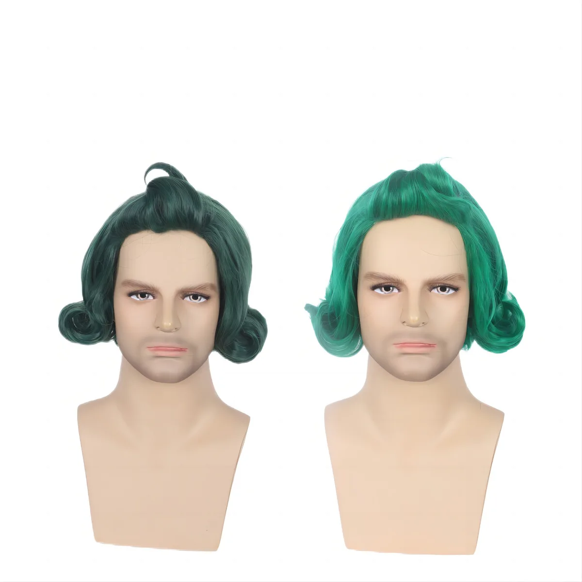 QQXCAIW Synthetic Short Wavy Green Oompa Loompa Cosplay Wig St Patricks Day for Halloween Carnival Comic Exhibition