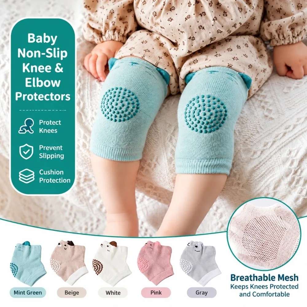 Cute Cotton Blend Knee Pad Cartoon Anti-slip Crawling Protector Anti-fall Kneepad