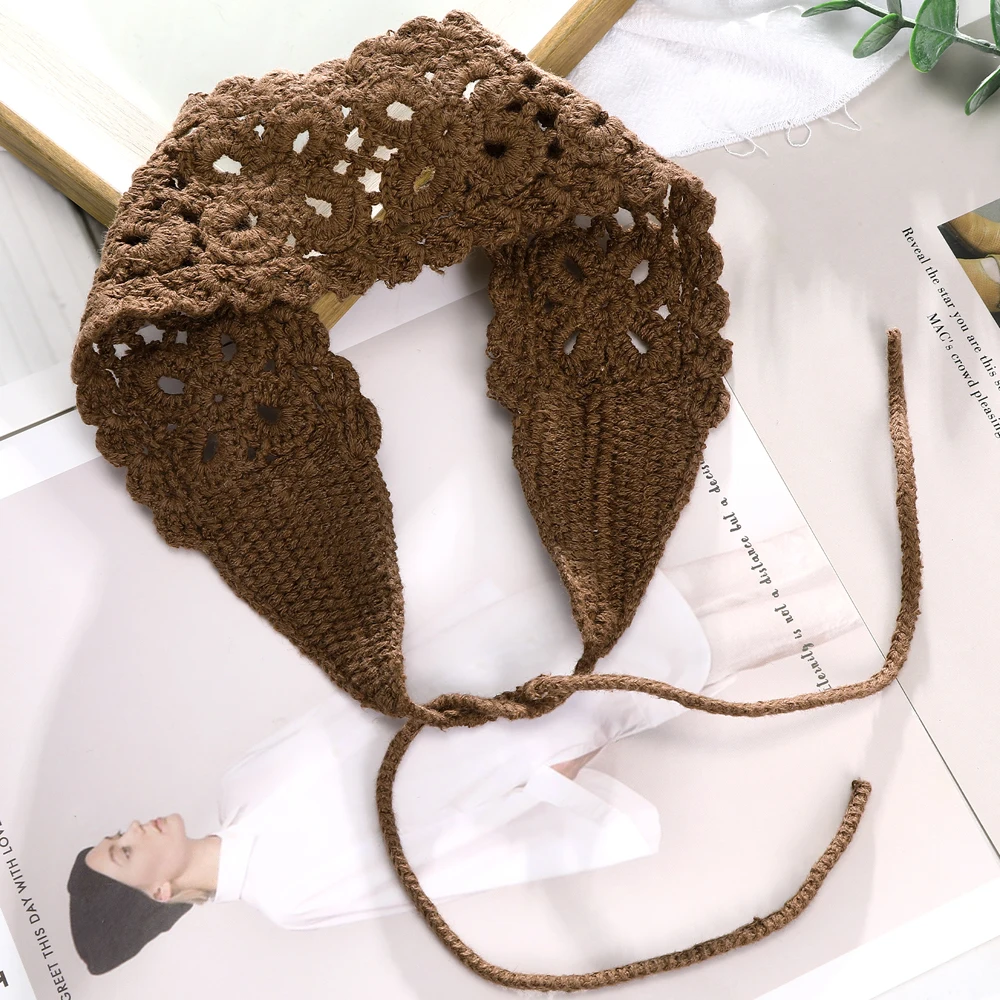 Haimeikang New Crochet Hair Band Women Scarf Solid Color Knitting Headbands Bandanas Wide Elastic Hairbands Fashion Accessories