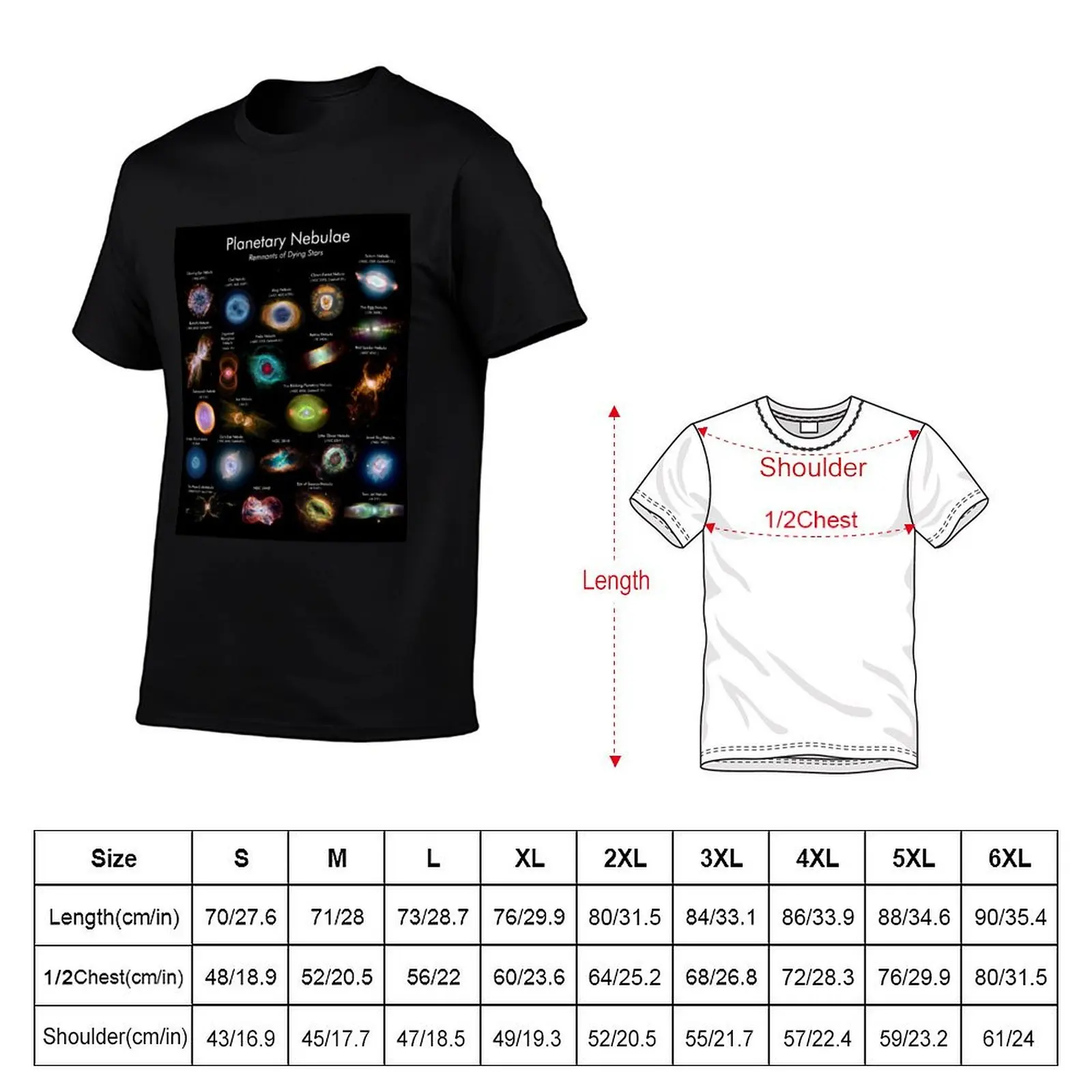 Planetary Nebulae Names Poster! T-Shirt Stylish Graphic Short Sleeve Top