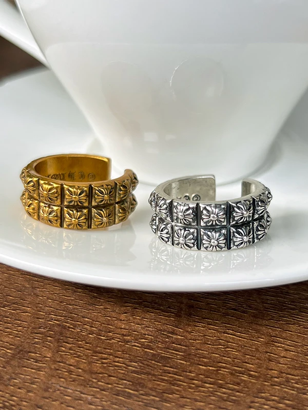 

Exaggerated Cross 925 Sterling Silver Ring Men's Dominant Personality Thai Silver Vintage Ring Women's Fashion Jewelry