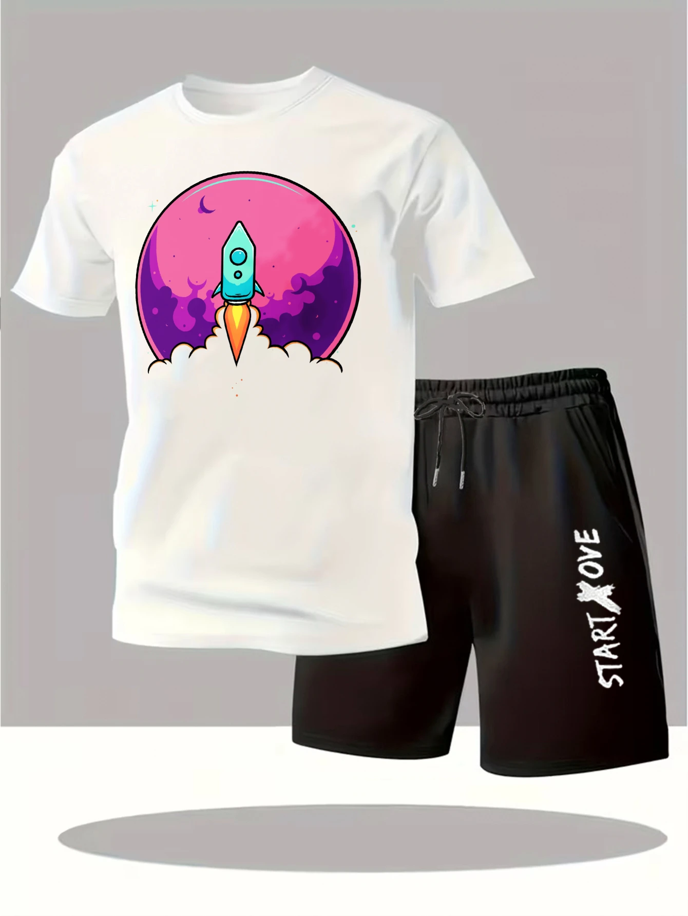 

Мужские комплекты 2025: Новинка! Модный спортивный костюм с принтом, мужской комплект с коротким рукавом, спортивный костюм-дрип для мужчин